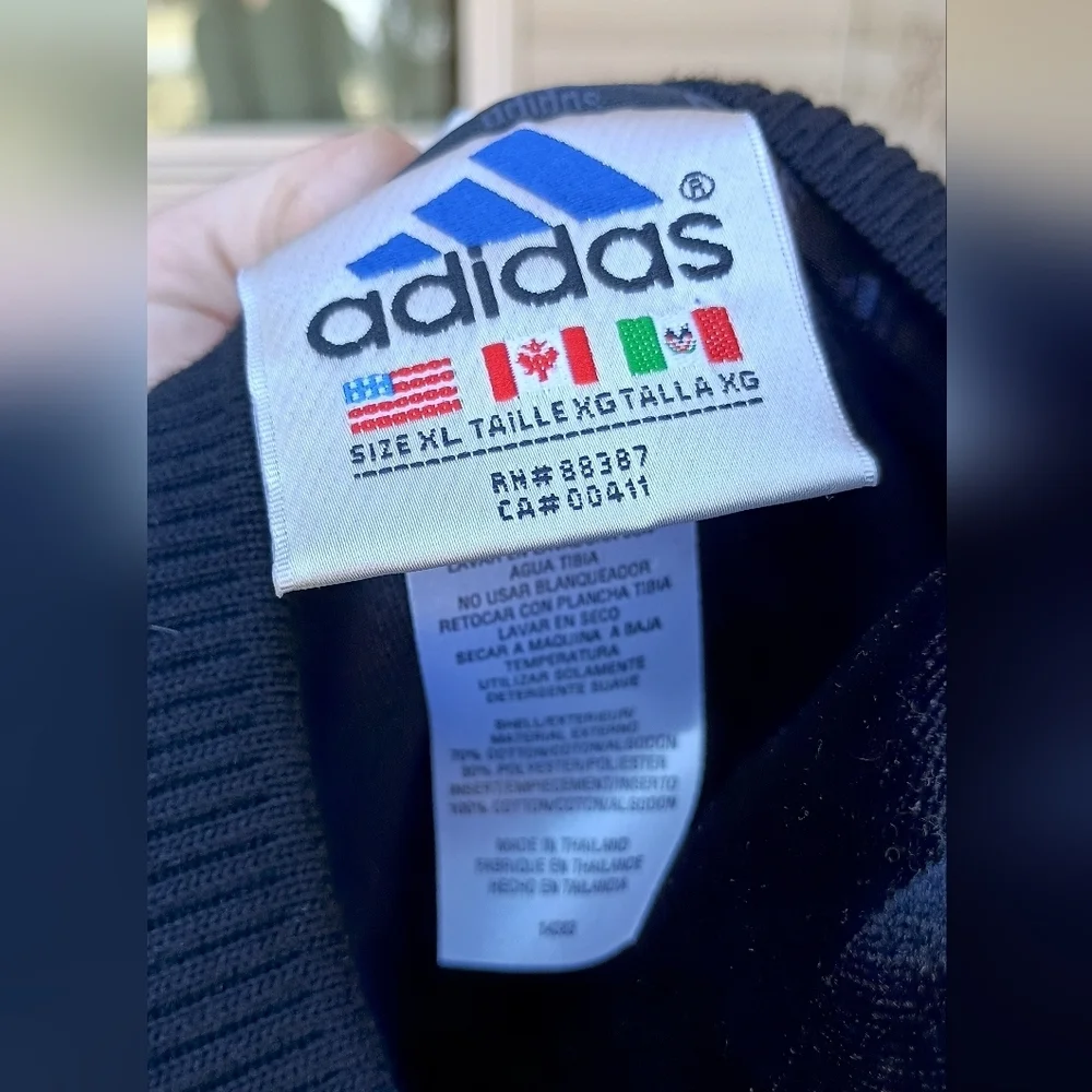Vintage 90s Adidas Black V-Neck Vest with Green Logo_XL